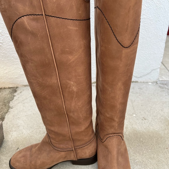 Chanel Interlocking CC Logo Tan Knee-High Leather Riding Boots - Picture 11 of 11